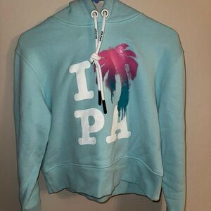 Palm Angels Turqouis I Love PA Graphic Womens Hoodie Size Small